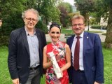 Thomas Enzinger, Verena Barth-Jurca und Festival-Präsident und Bürgermeister von Bad Ischl Hannes Heide (Credit: Heide)