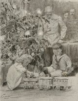 Unterm Weihnachtsbaum in Wallsee, Zeitungsillustration, 1916