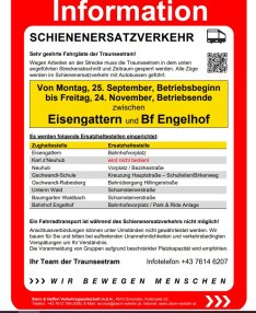 Fahrgastinformation SEV Umbau Hst Gschwand-Rabesberg